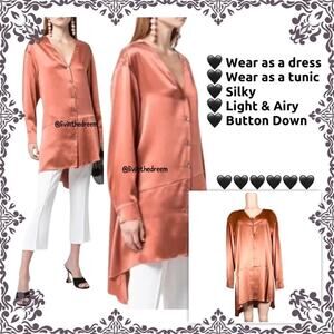 cinq a sept Satin Copper Button-Down Tunic